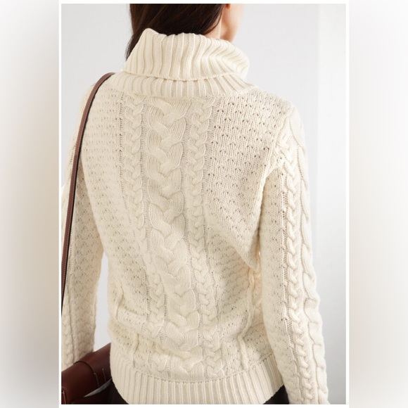 Veronica Beard Sereia Cable-knit Turtleneck Sweater - Ivory. Size XS. - Picture 9 of 11